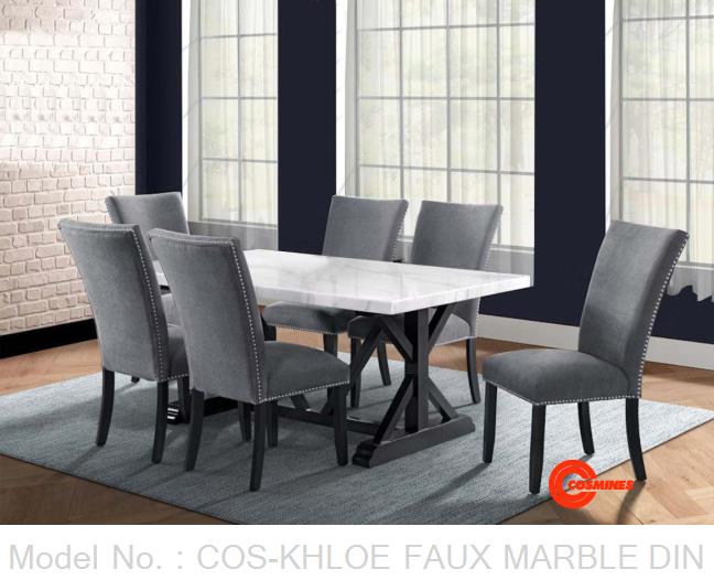 COS-KHLOE FAUX MARBLE DINING S